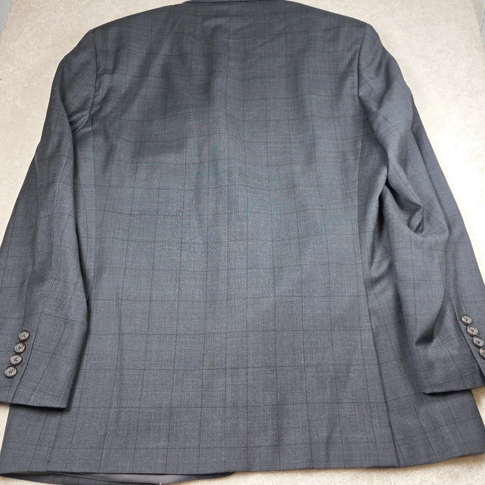 Lauren Ralph Lauren Blazer Mens 42R Grey Windowpane 100% Wool Sport Coat 2-Buttn